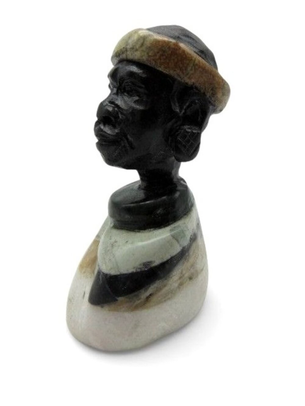 Small Stone Bust Set Hand Carved in South Africa 3.5" and 2.7" - Picture 7 of 12